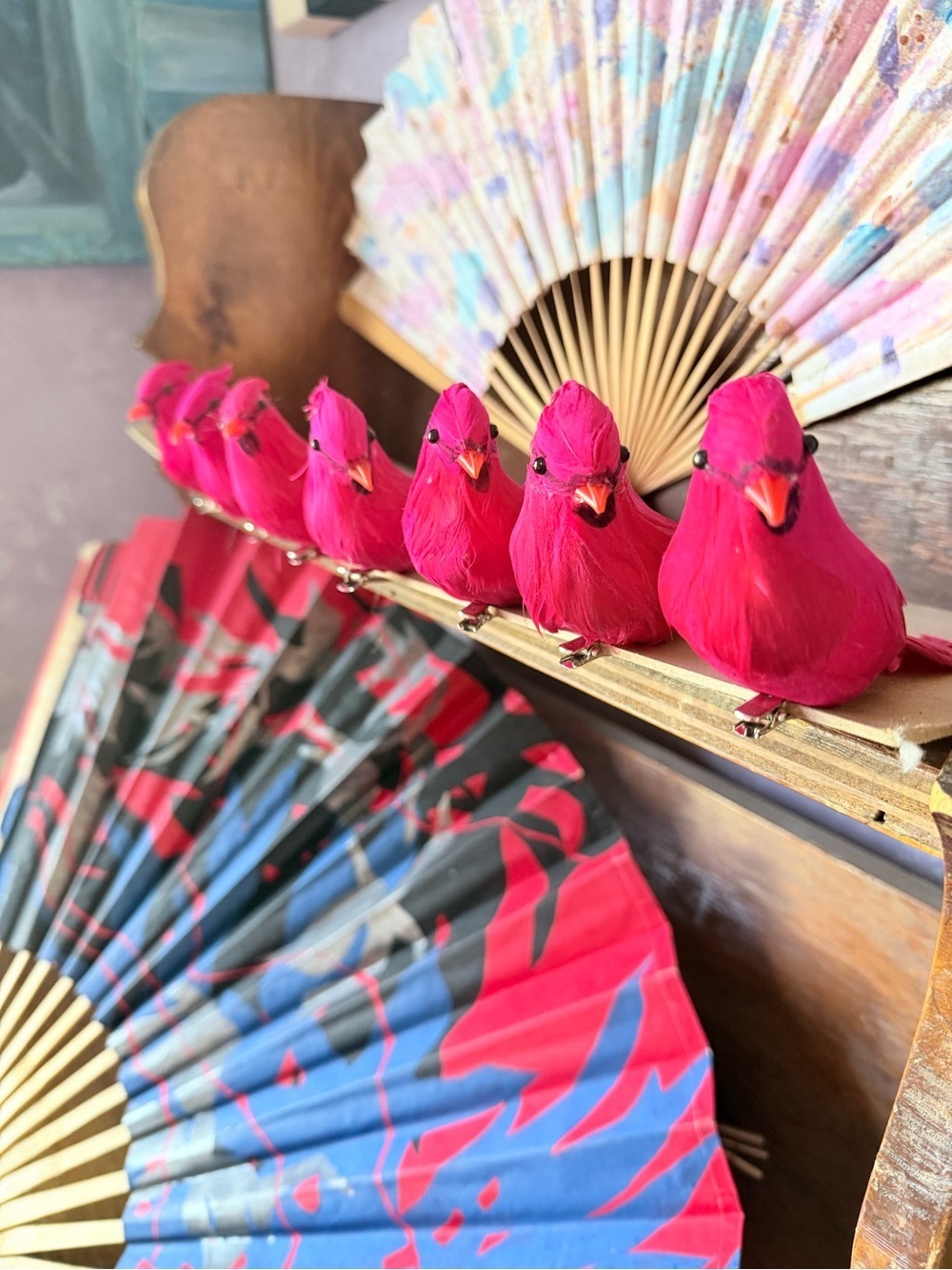 Red Cardinals Bird Clip Ornaments - Set of 6 - Picture 2 of 8